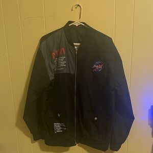 Embroidered Black Bomber Jacket - Space Program Patch